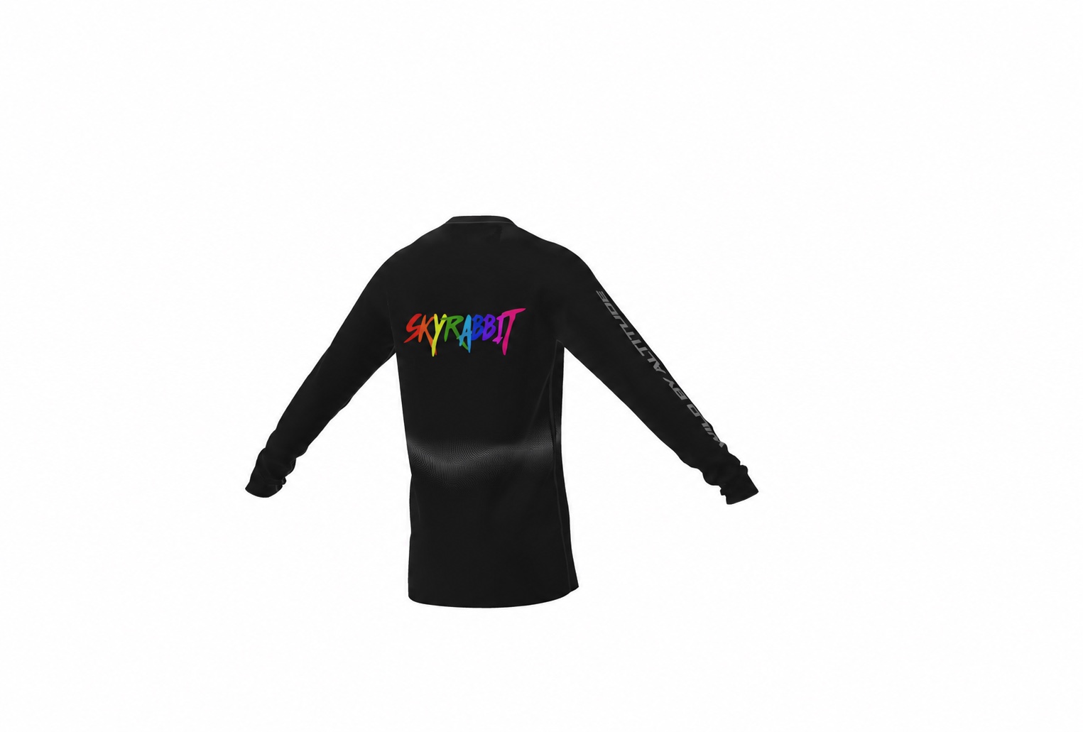 Back view of the Dark Edition jersey with a spectrum Skyrabbit wordmark